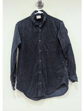 KITH Navy Corduroy 100% Cotton Long Sleeve Button Down Shirt Size XS